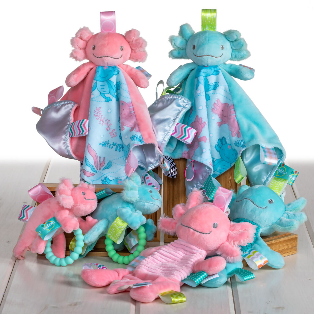 Taggies Fizzy Axolotl Character Blanket – 13×13″