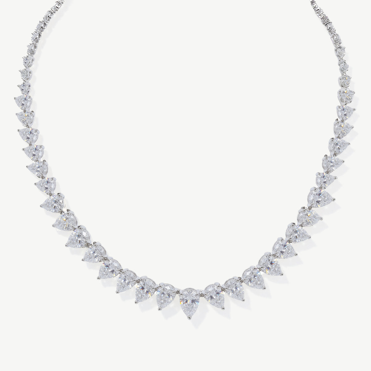 Manhattan Rhodium Crystal Pear Cut Necklace