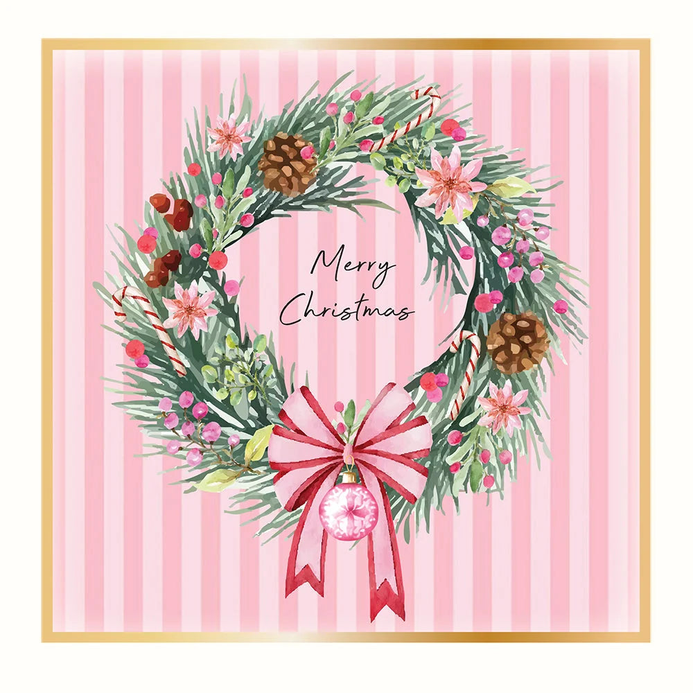 Five Dollar Shake Pack of 6 Christmas Cards Pink Wreath
