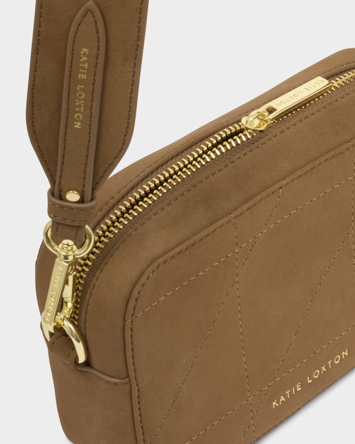 Katie Loxton Avery Quilted Sudedette Small Crossbody Bag In Caramel