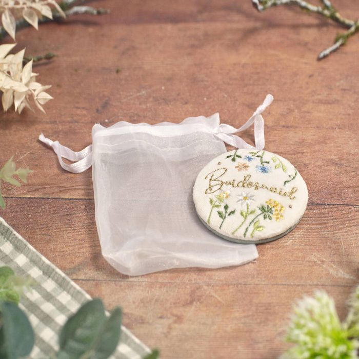 Bridesmaid Embroidered Compact Mirror