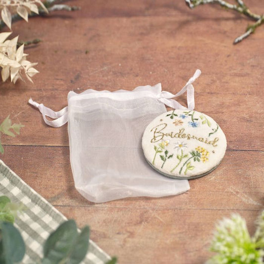 Bridesmaid Embroidered Compact Mirror