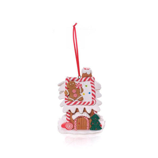 Polymer Clay Led Gingerbread House With Tree Hanging Ornament
