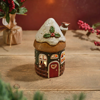 Robin Stoneware Fairy House Candle Holder