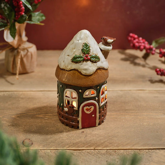 Robin Stoneware Fairy House Candle Holder