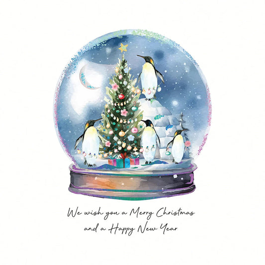 Five Dollar Shake Pack of 6 Christmas Cards Snow Globe Penguins