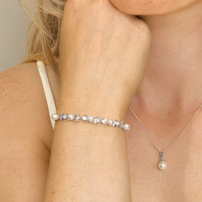 Ivory & Co Bordeaux Crystal Pearl Toggle Bracelet