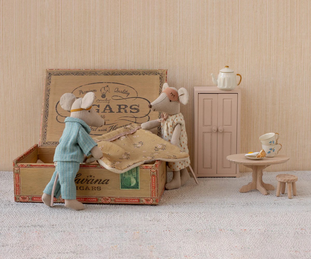 Maileg Mum & Dad Mouse In Cigar Box Play Set