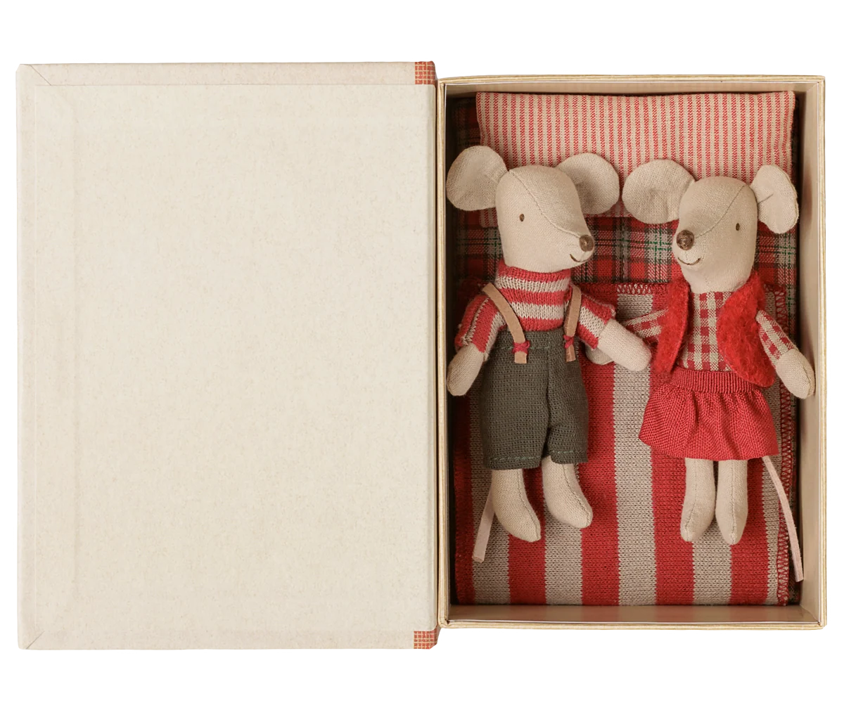 Maileg Christmas Twin Mice - Little Sister & Brother In Book