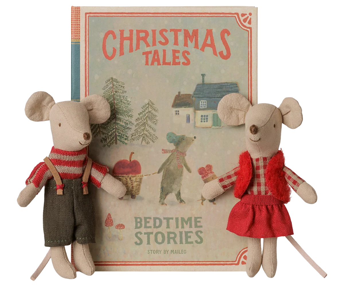 Maileg Christmas Twin Mice - Little Sister & Brother In Book