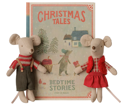 Maileg Christmas Twin Mice - Little Sister & Brother In Book