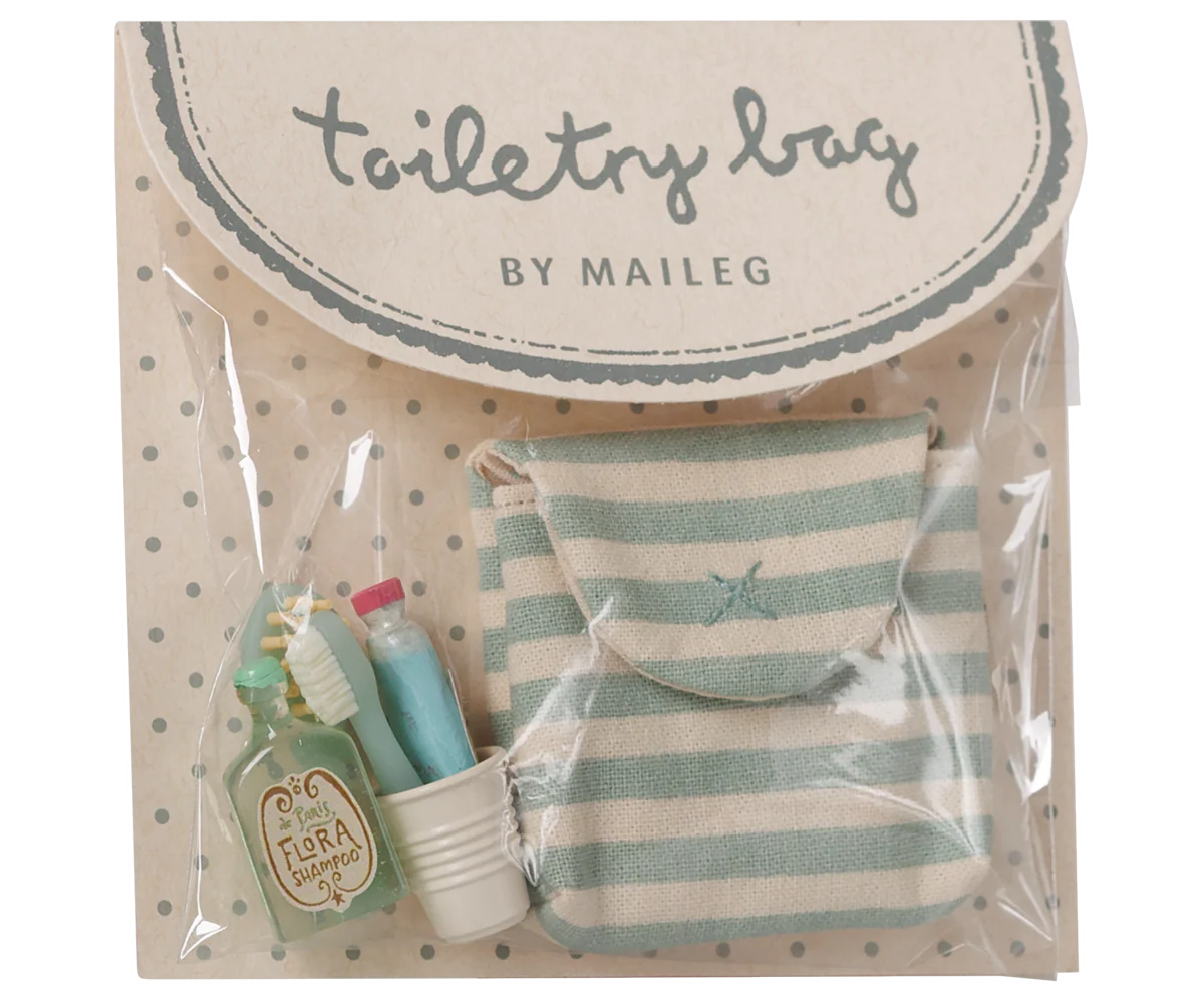 Maileg Toothbrush Set In Bag - Blue Stripe