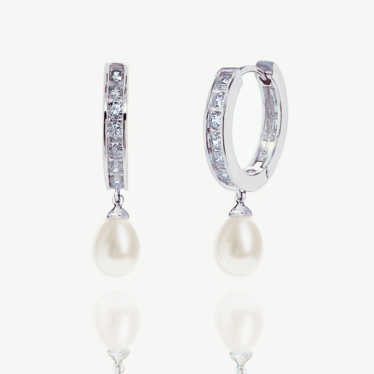 Canterbury Rhodium Crystal Pearl Hoop Earrings