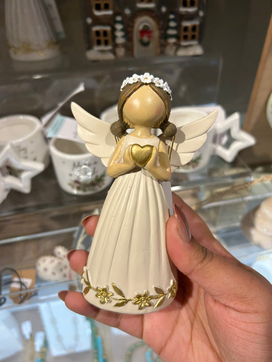 Christmas Angel With Gold Heart & Gold Accents