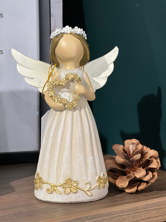 Christmas Angel Ornament With Heart Wreath