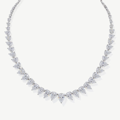 Manhattan Rhodium Crystal Pear Cut Necklace