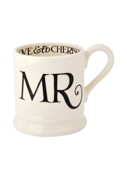 Emma Bridgewater Black Toast 'Mr & Mrs' Set of 2 1/2 Pint Mugs Boxed