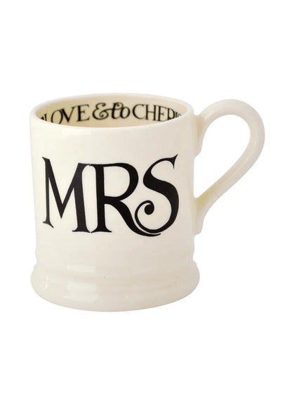 Emma Bridgewater Black Toast 'Mr & Mrs' Set of 2 1/2 Pint Mugs Boxed
