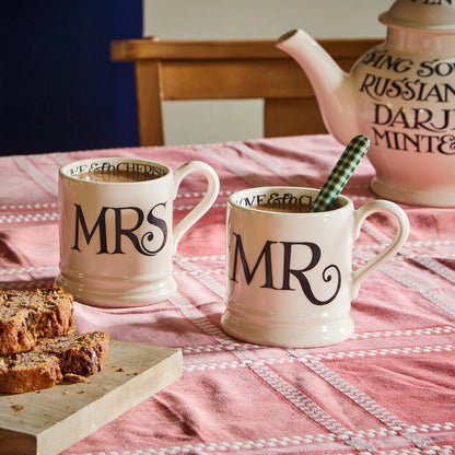 Emma Bridgewater Black Toast 'Mr & Mrs' Set of 2 1/2 Pint Mugs Boxed