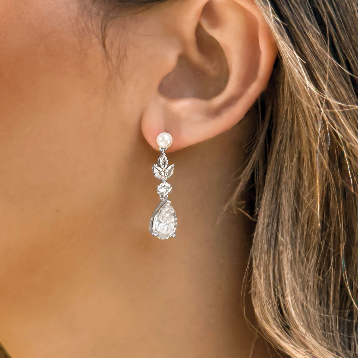 Ivory & Co Sandhurst Crystal Pearl Drop Earrings