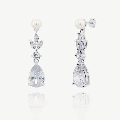 Ivory & Co Sandhurst Crystal Pearl Drop Earrings