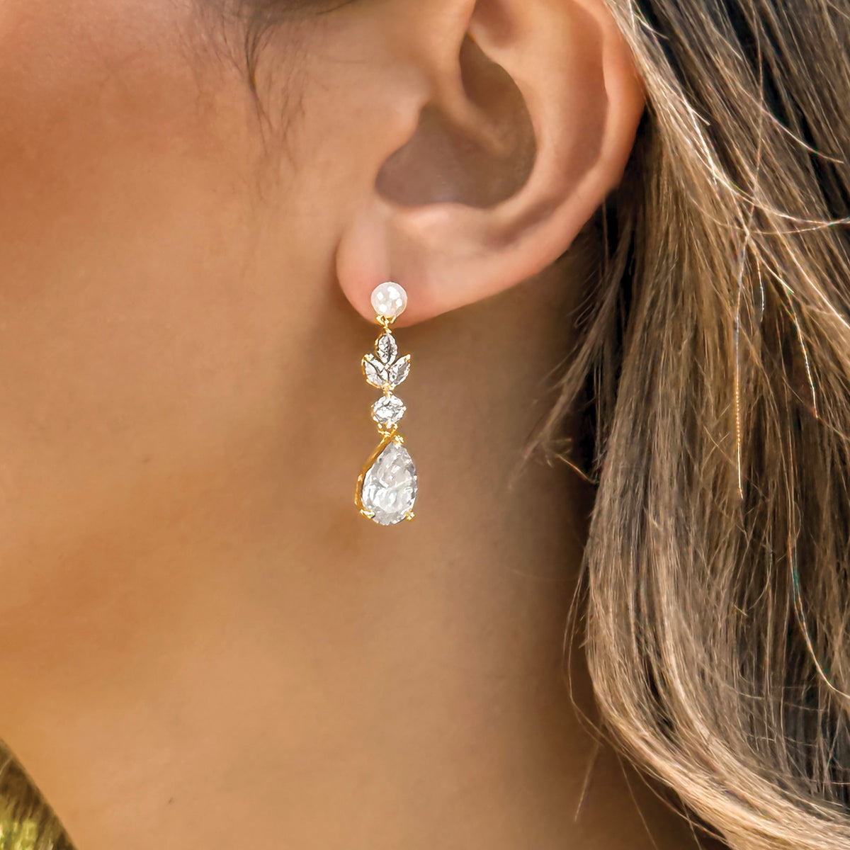 Ivory & Co Sandhurst Crystal Pearl Drop Earrings
