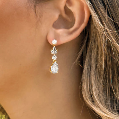 Ivory & Co Sandhurst Crystal Pearl Drop Earrings