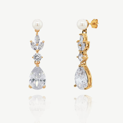 Ivory & Co Sandhurst Crystal Pearl Drop Earrings
