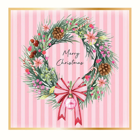 Five Dollar Shake Pack of 6 Christmas Cards Pink Wreath