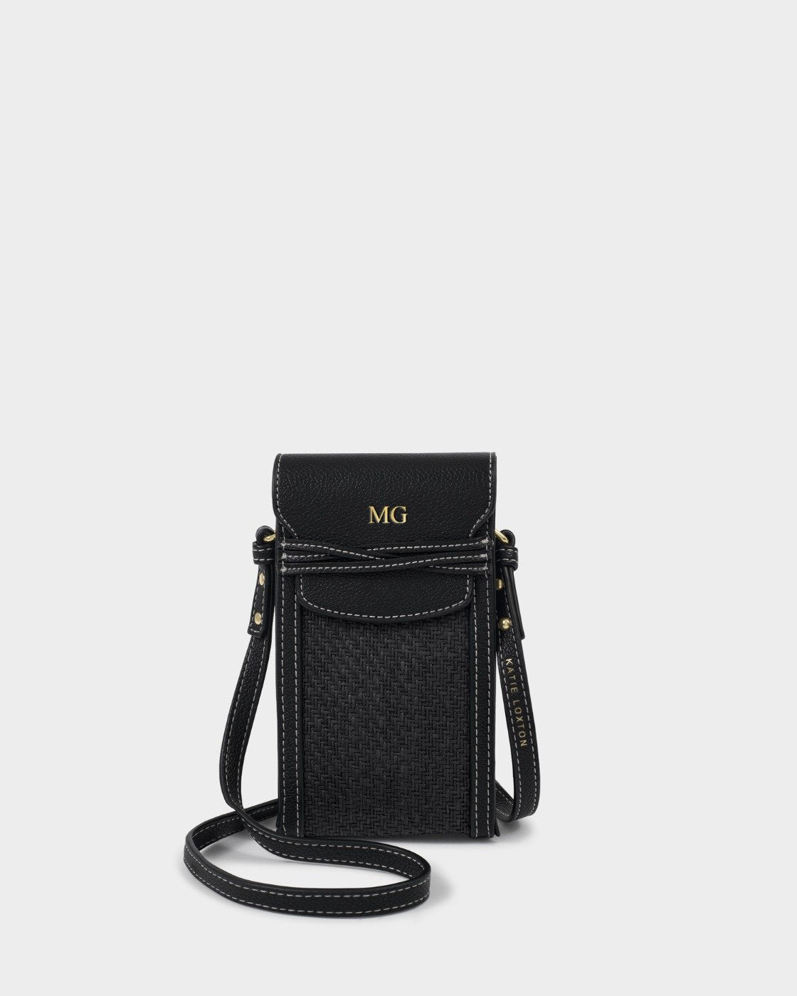 Katie Loxton Porto Raffia Phone Bag In Black