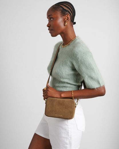 Katie Loxton Avery Quilted Sudedette Small Crossbody Bag In Caramel