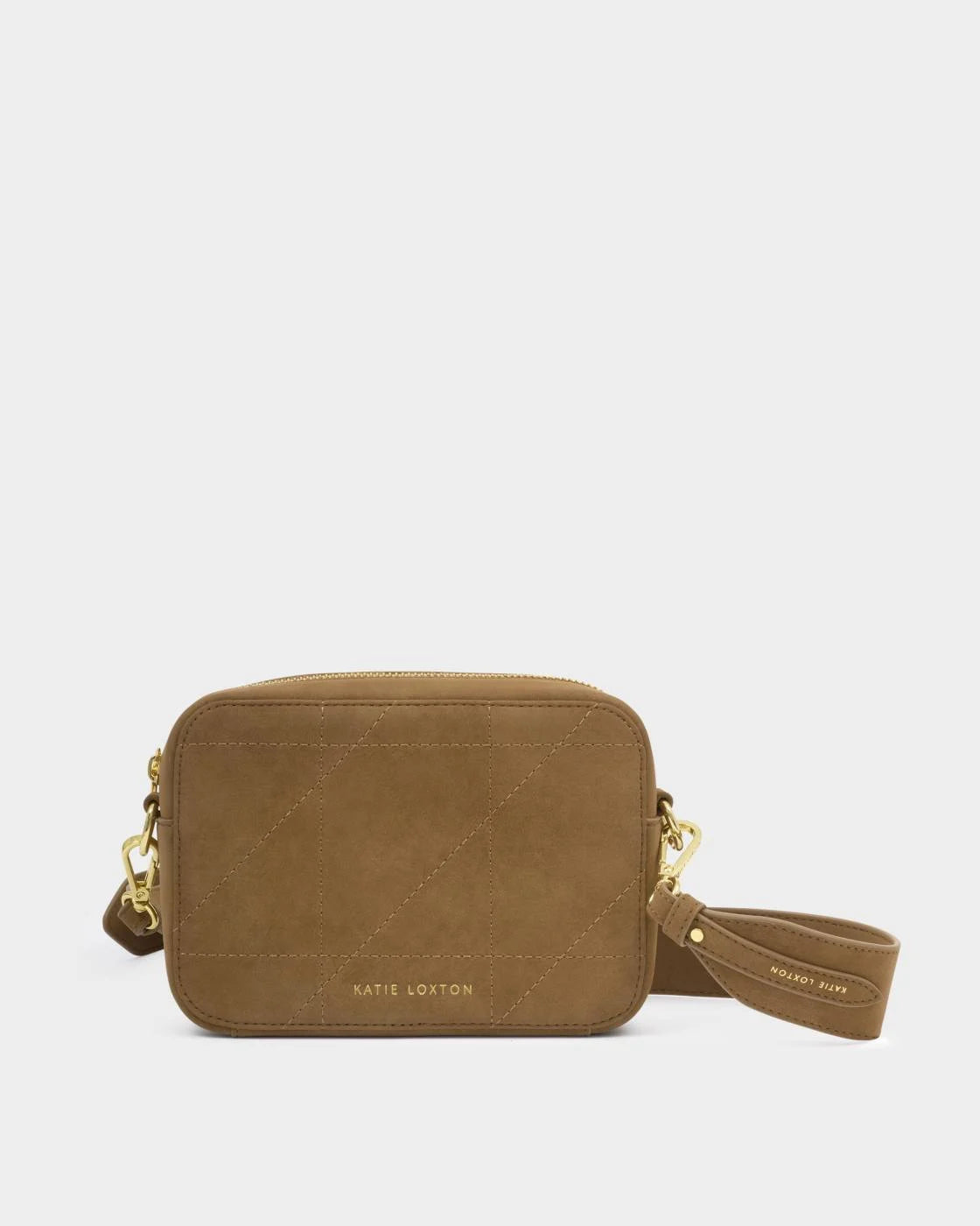Katie Loxton Avery Quilted Sudedette Small Crossbody Bag In Caramel