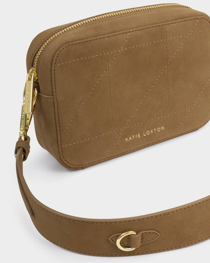 Katie Loxton Avery Quilted Sudedette Small Crossbody Bag In Caramel