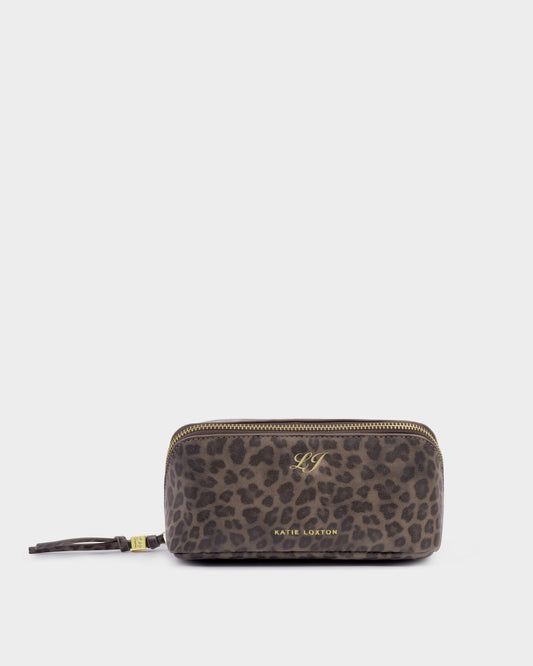 Katie Loxton Fold-out Makeup Bag With Mirror In Leopard Print