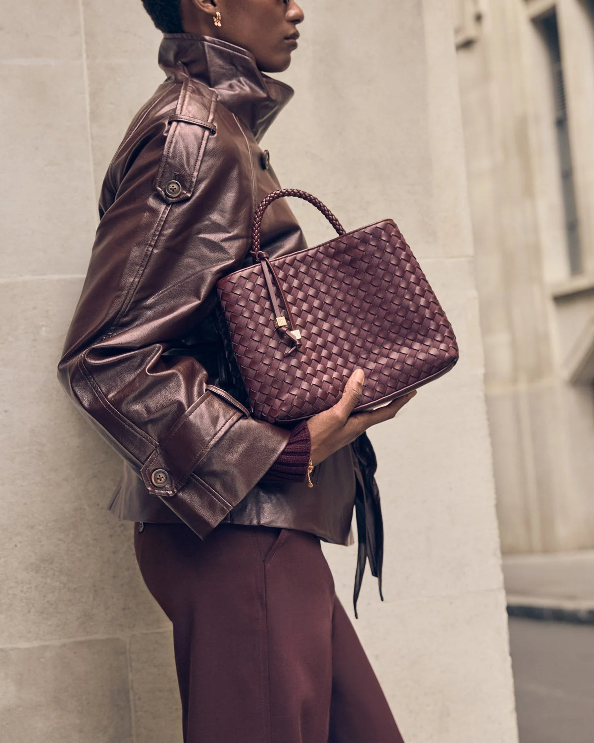 Katie Loxton Nova Hand Woven Top Handle Bag In Cherry