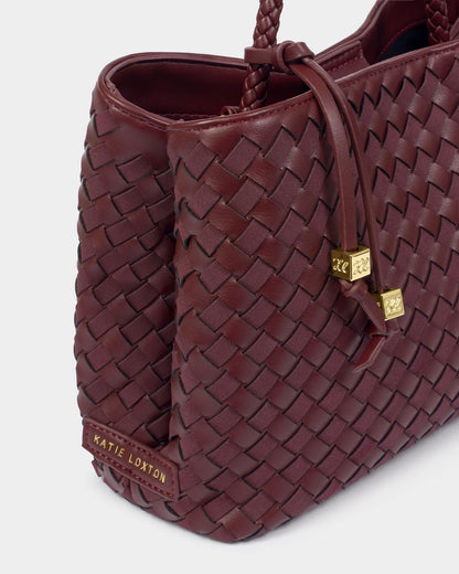 Katie Loxton Nova Hand Woven Top Handle Bag In Cherry