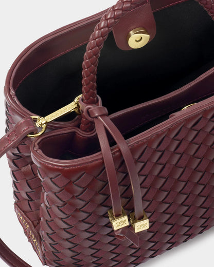 Katie Loxton Nova Hand Woven Top Handle Bag In Cherry