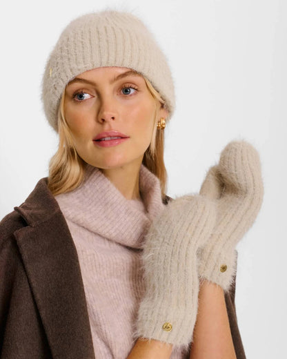 Katie Loxton Taupe Hat & Mitten Set