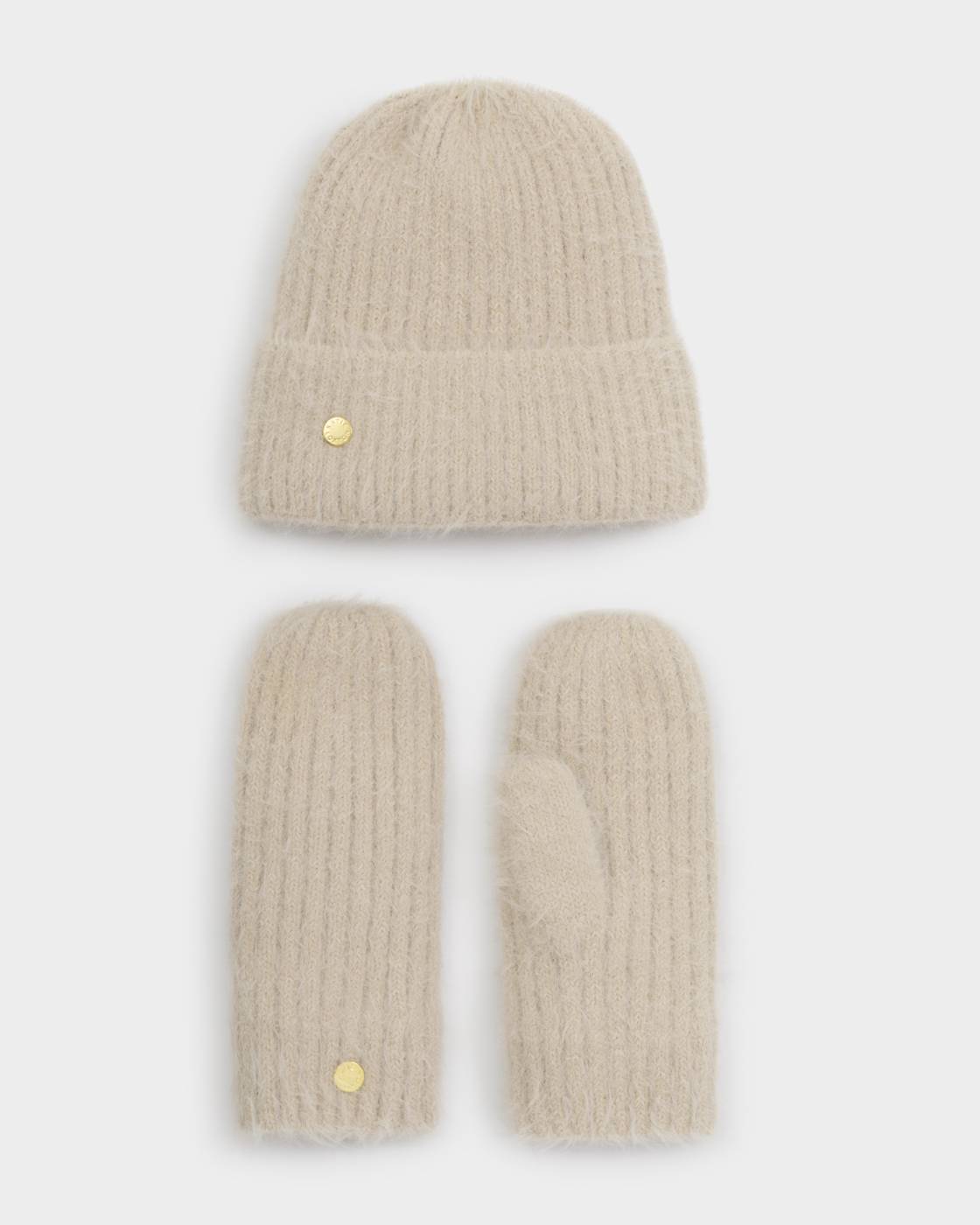 Katie Loxton Taupe Hat & Mitten Set