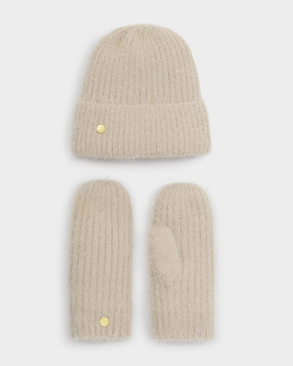 Katie Loxton Taupe Hat & Mitten Set