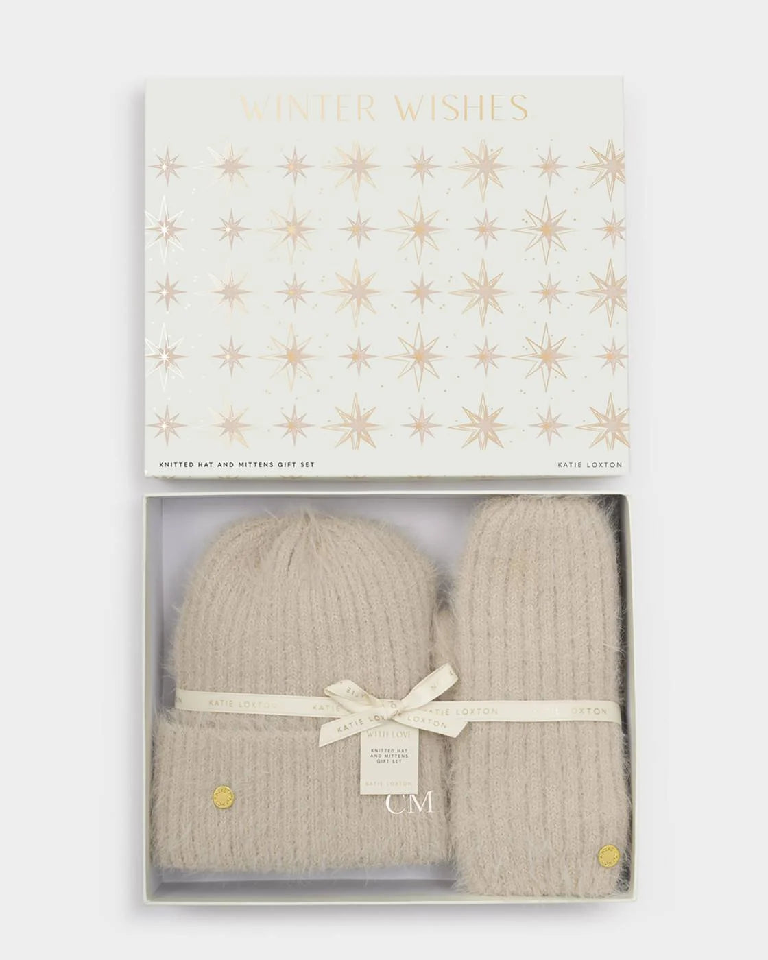 Katie Loxton Taupe Hat & Mitten Set