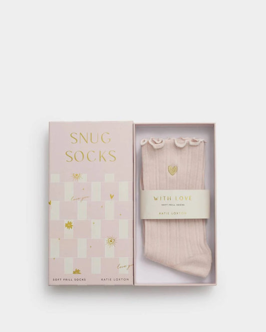 Katie Loxton Snug Socks Pink With Heart